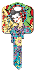 AI2 - Geisha  | Geisha  Achilles Ink, Geisha, painted, licensed, house key blanks,key,keys,art,custom, geisha,licensed,license,kw,wr,sc1
