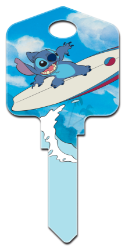 D67 - Stitch Surfing  | Stitch Surfing  Disney,lilo,stitch,animated,art,kw,wr,sc1, Lilo and Stitch, Stitch, licensed, painted, house key blank