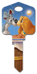 D73 - Lady & The Tramp  | Lady & The Tramp  Disney,animated,movie,lady,and,the,tramp,classic,keys,key,house key,howard,howard keys, Lady and the Tramp, painted house key, licensed, blank key