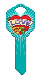 HK39 - Love  | Love  happy, key, love, heart, flower, traditional, tattoo, tattoos, script, house, keys, kw, sc1, wr5