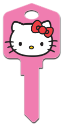 SR1 - Hello Kitty<sup>&reg;</sup> Pink  | Hello Kitty Pink  hello,kitty,pink,key,keys,house keys,wr,sc1,kw,license,licensed,official,Hello Kitty, house key, licensed, painted, key blanks, pink hello kitty