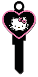 SR12 - Hello Kitty<sup>&reg;</sup> Heart Shape  | Hello Kitty Heart Shape  SR12, Hello Kitty, Sanrio, heart, shape, Licensed, Painted, House Key, Blank, kwikset, kw, , kw1, kw10, Schlage, sc1, weiser, wr, wr3, wr5