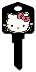 SR2 - Hello Kitty<sup>&reg;</sup> Black  | Hello Kitty Black  Hello Kitty,hello,kitty,black,large,headed,key,keys,house key,house keys, house key, licensed, painted, key blanks, black