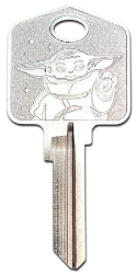 SW23 - Coined Grogu  | Coined Grogu  Star Wars, The Mandalorian, The Child, Baby Yoda, Grogu, house key, key, novelty key, coined key, stamped key, KW, Kwikset, SC1, Schlage